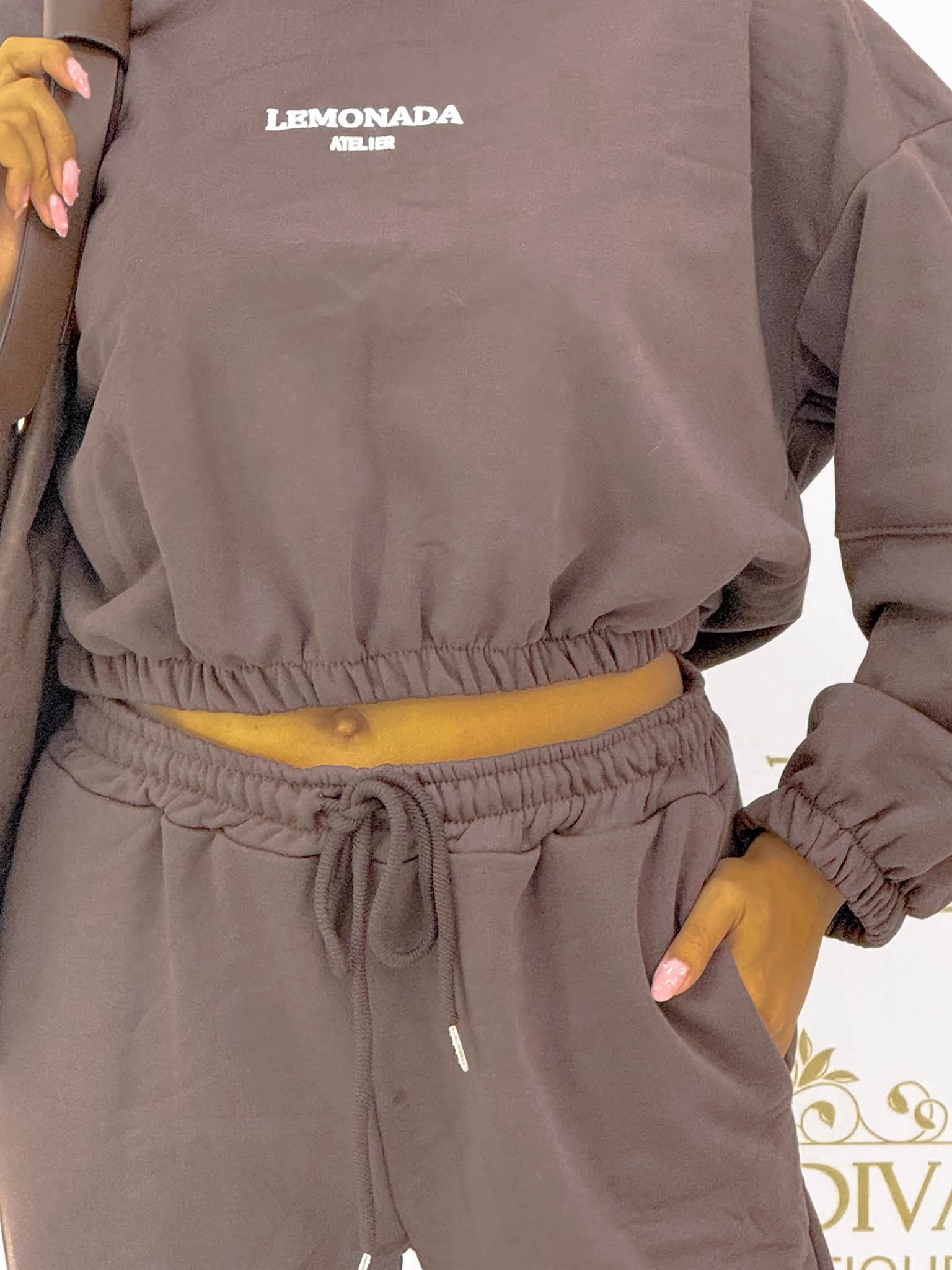 "Lemonada ateiler" feliratos, crop kapucnis pulóver és melegítőnadrág együttes - Image 23