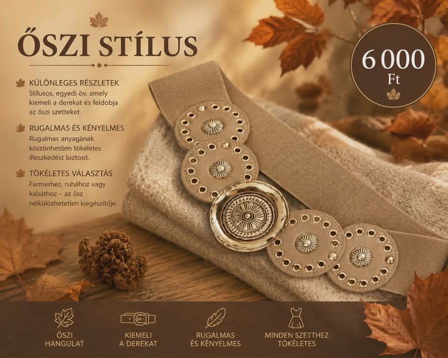 Antik arany színű csatos gumis deréköv – Világosbarna, széles ruhaöv